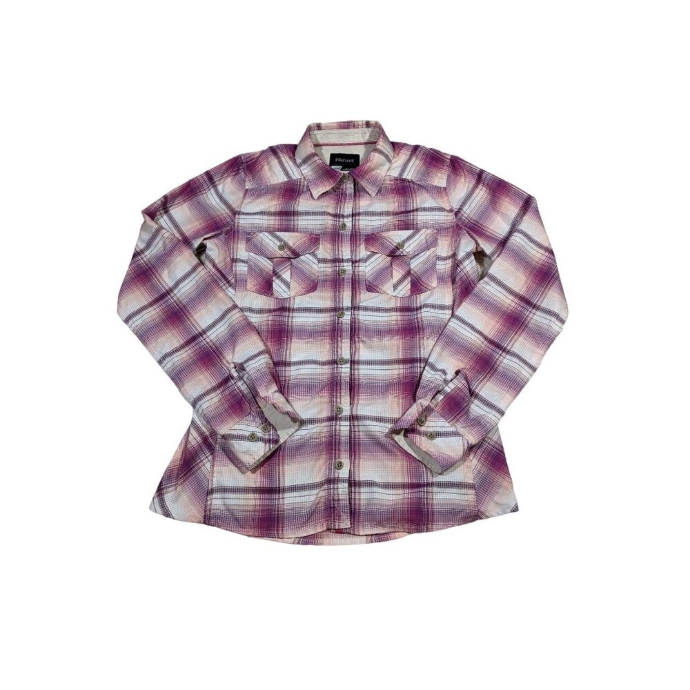 Marmot women's plaid long sleeve button front roll tab outdoor‎ shirt XS